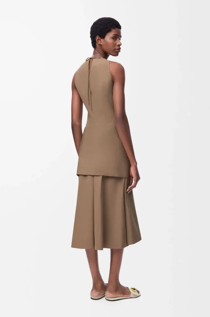 Vestido cruzado de algodón Beige