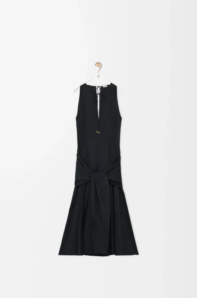 Vestido cruzado de algodón Negro
