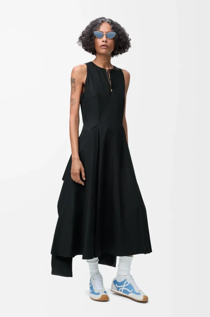 Vestido cruzado de algodón Negro