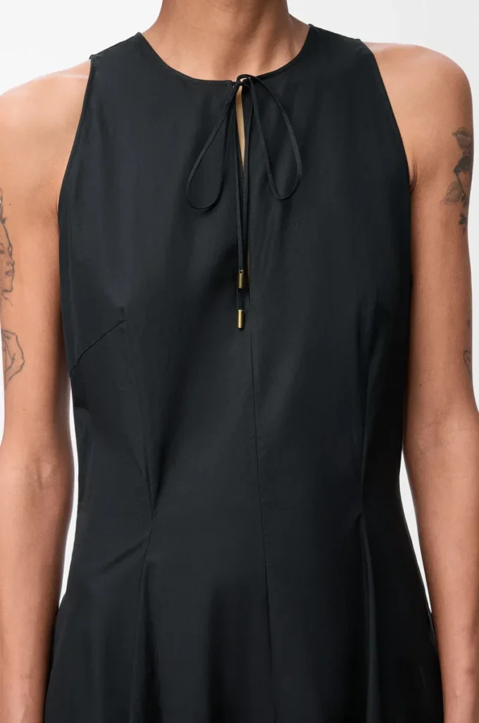 Vestido cruzado de algodón Negro