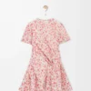 Vestido cruzado de tafetán de mezcla de seda blanco/rosa Vestido cruzado de tafetán de mezcla de seda blanco/rosa