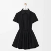 Vestido de manga corta de algodón y seda negro