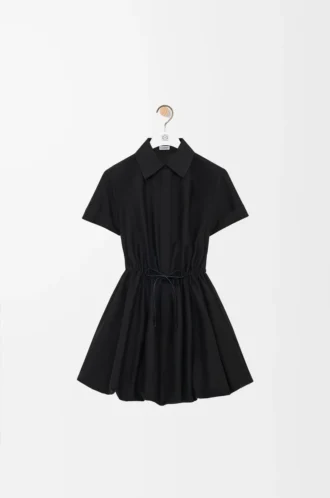 Vestido de manga corta de algodón y seda negro