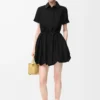 Vestido de manga corta de algodón y seda negro