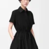 Vestido de manga corta de algodón y seda negro