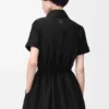 Vestido de manga corta de algodón y seda negro