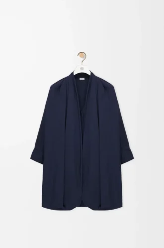 Vestido drapeado de algodón azul marino