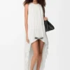 Vestido drapeado de seda blanco Vestido drapeado de seda blanco