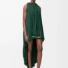 Vestido drapeado de seda verde Vestido drapeado de seda verde