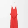 Vestido drapeado de viscosa Naranja Vestido drapeado de viscosa Naranja