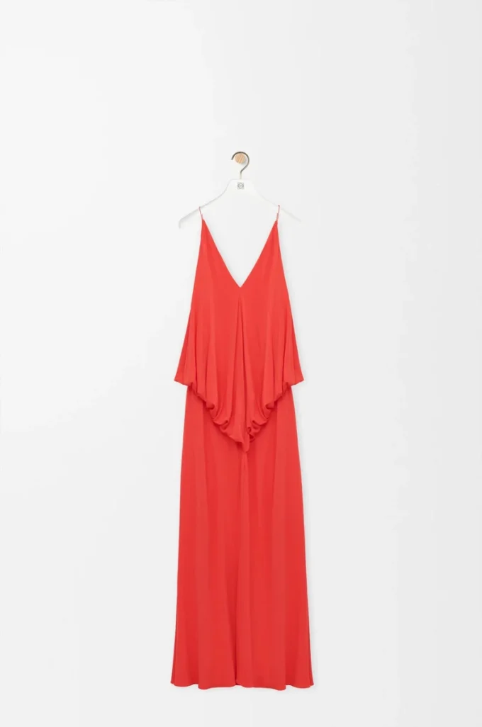 Vestido drapeado de viscosa Naranja Vestido drapeado de viscosa Naranja