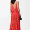 Vestido drapeado de viscosa Naranja Vestido drapeado de viscosa Naranja