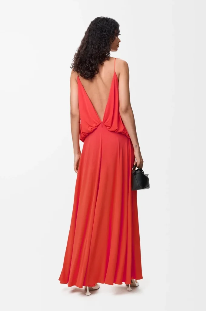 Vestido drapeado de viscosa Naranja Vestido drapeado de viscosa Naranja