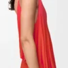 Vestido drapeado de viscosa Naranja Vestido drapeado de viscosa Naranja