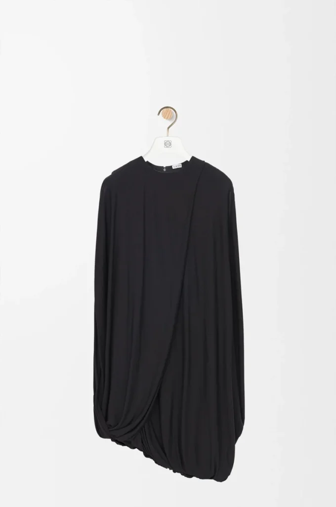 Vestido drapeado de viscosa Negro Vestido drapeado de viscosa Negro