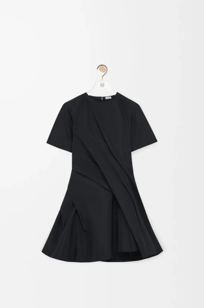 Vestido retorcido de tafetán de mezcla de seda Negro Vestido retorcido de tafetán de mezcla de seda Negro