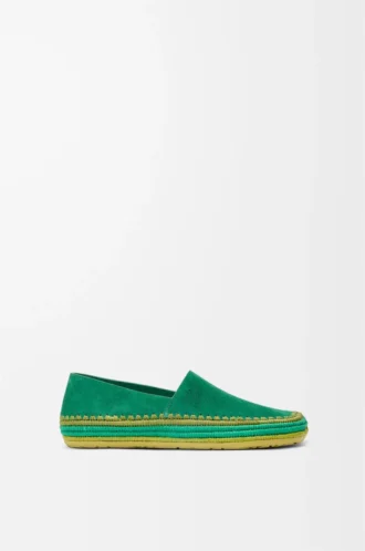 Zapatillas Rio de ante y rafia Verde