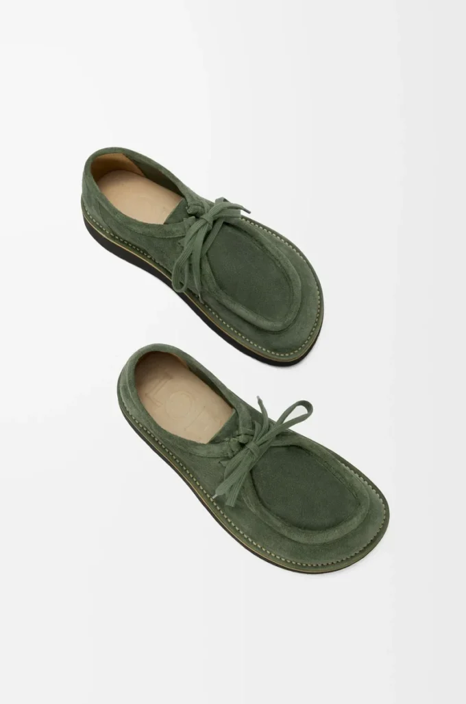 Zapatos con cordones Faro en ante de becerro color salvia Zapatos con cordones Faro en ante de becerro color salvia