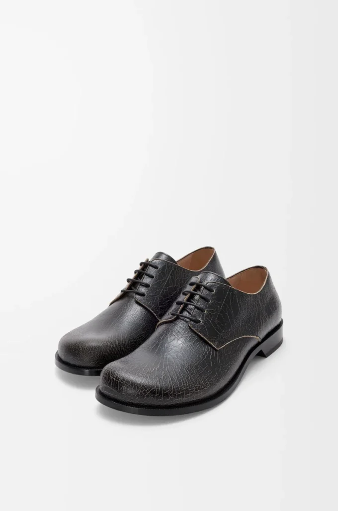 Zapatos derby Campo en piel de becerro craquelada Negro/Crema Zapatos derby Campo en piel de becerro craquelada Negro/Crema