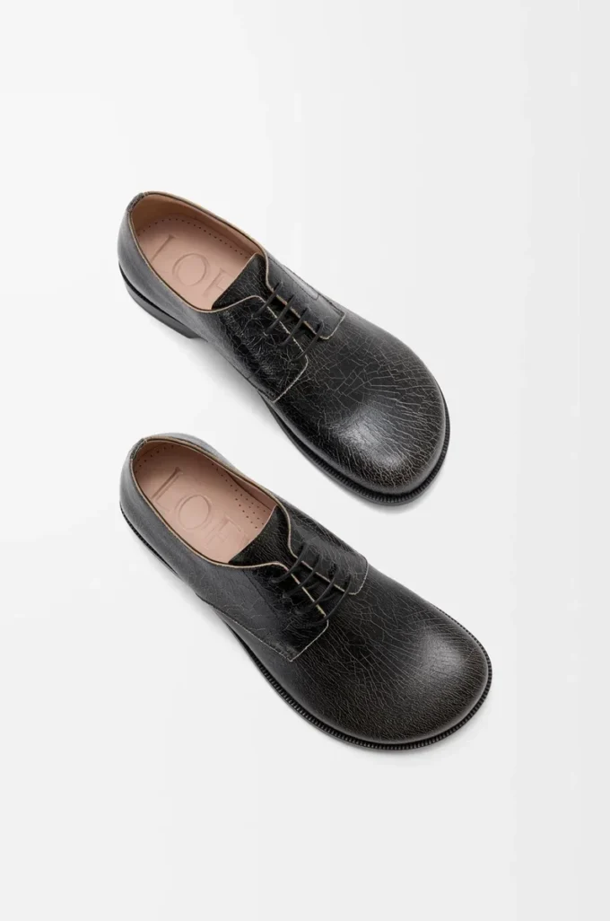 Zapatos derby Campo en piel de becerro craquelada Negro/Crema Zapatos derby Campo en piel de becerro craquelada Negro/Crema