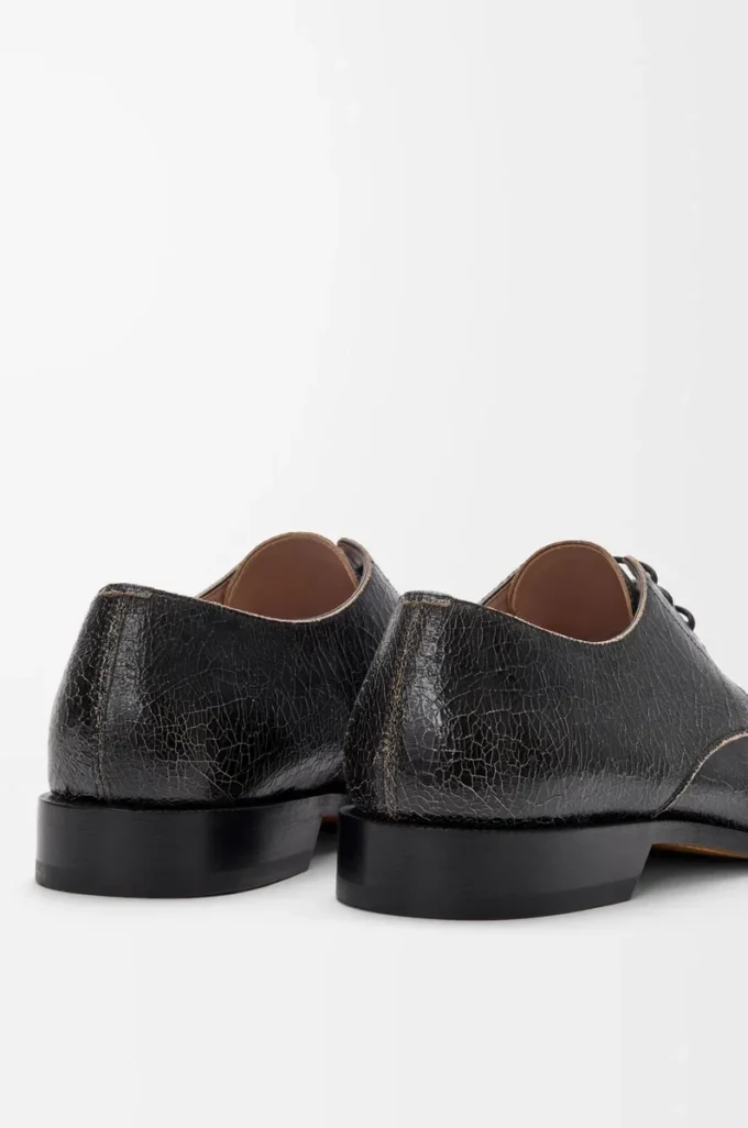 Zapatos derby Campo en piel de becerro craquelada Negro/Crema Zapatos derby Campo en piel de becerro craquelada Negro/Crema